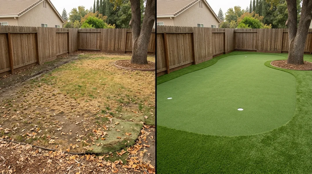 Result artificial grass installation in Stockton - Stockton Turf Installation